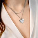 Heart Necklace with Layered Chain