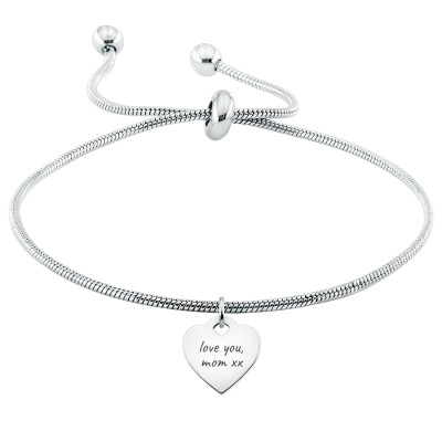 Personligt, justerbart armband med hängande hjärta
